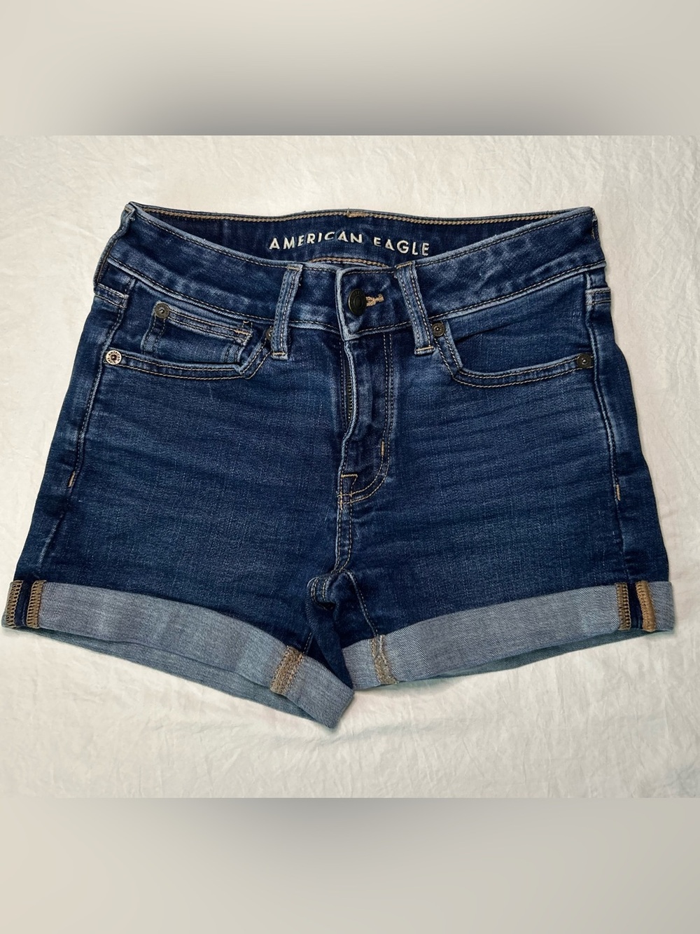 American Eagle Ne(x)t Level Cuffed Denim Shorts Dark Wash Size 00 Regular